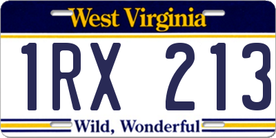 WV license plate 1RX213