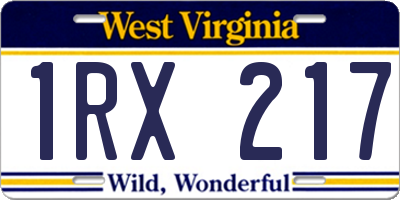 WV license plate 1RX217