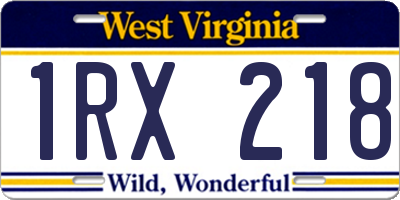 WV license plate 1RX218