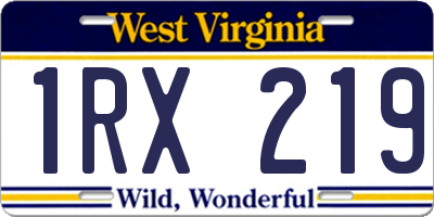 WV license plate 1RX219
