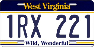 WV license plate 1RX221