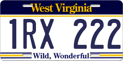 WV license plate 1RX222