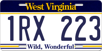 WV license plate 1RX223