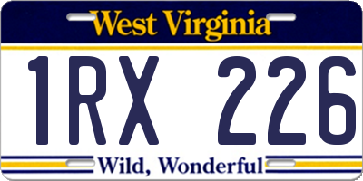 WV license plate 1RX226
