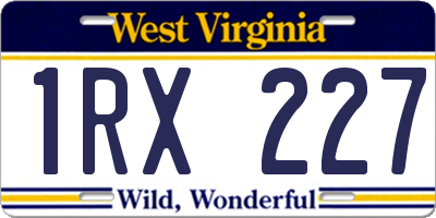WV license plate 1RX227
