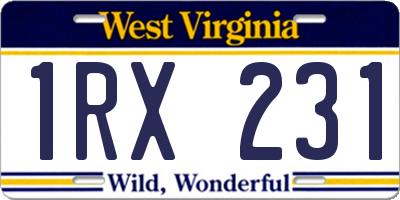 WV license plate 1RX231