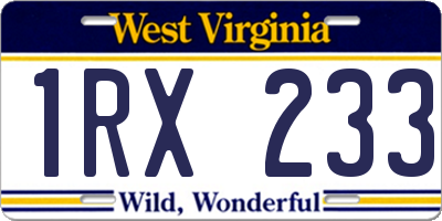 WV license plate 1RX233