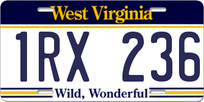 WV license plate 1RX236