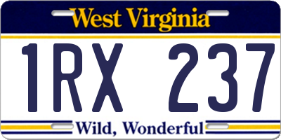 WV license plate 1RX237