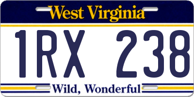 WV license plate 1RX238