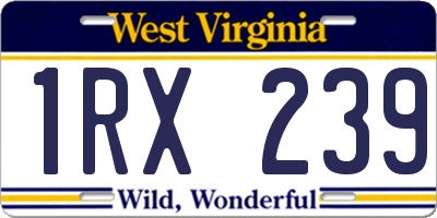 WV license plate 1RX239