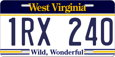 WV license plate 1RX240