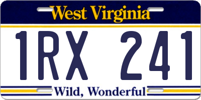 WV license plate 1RX241