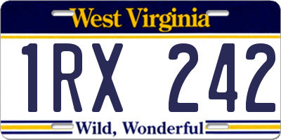 WV license plate 1RX242
