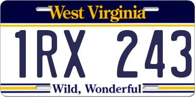 WV license plate 1RX243