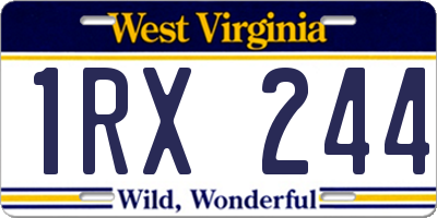 WV license plate 1RX244