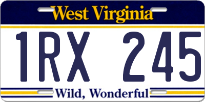 WV license plate 1RX245