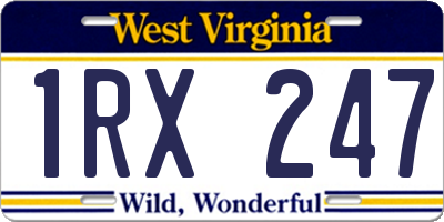 WV license plate 1RX247