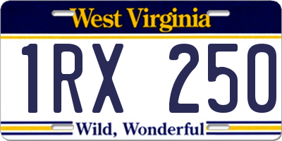WV license plate 1RX250