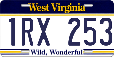 WV license plate 1RX253