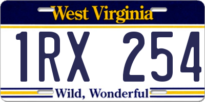 WV license plate 1RX254