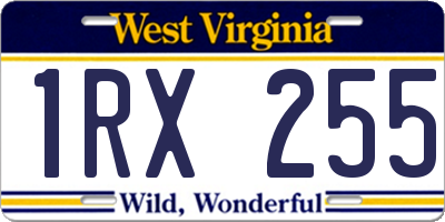WV license plate 1RX255