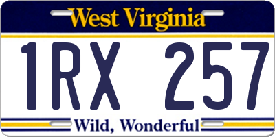WV license plate 1RX257