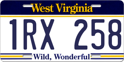 WV license plate 1RX258