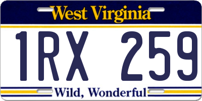 WV license plate 1RX259