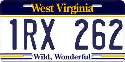 WV license plate 1RX262