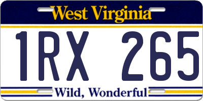 WV license plate 1RX265