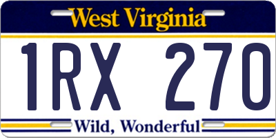 WV license plate 1RX270
