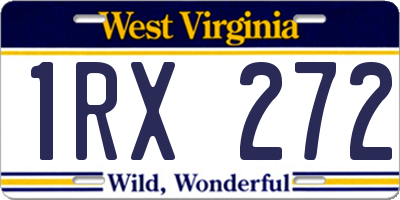 WV license plate 1RX272