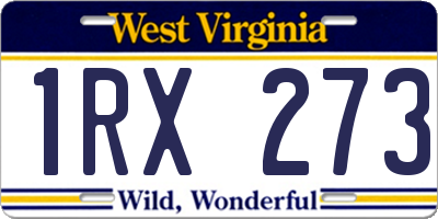 WV license plate 1RX273
