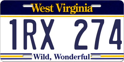 WV license plate 1RX274
