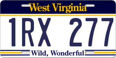 WV license plate 1RX277
