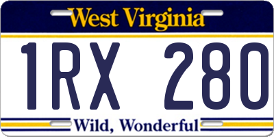 WV license plate 1RX280