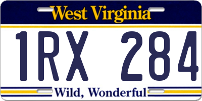 WV license plate 1RX284