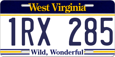 WV license plate 1RX285