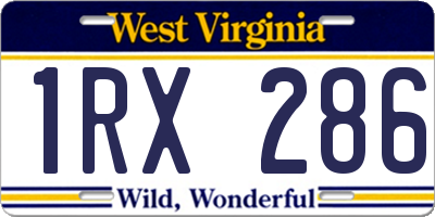 WV license plate 1RX286