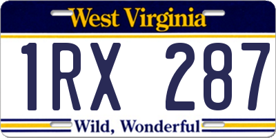 WV license plate 1RX287