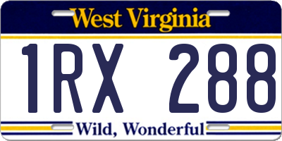 WV license plate 1RX288