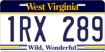 WV license plate 1RX289