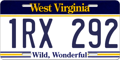 WV license plate 1RX292