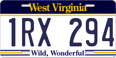 WV license plate 1RX294