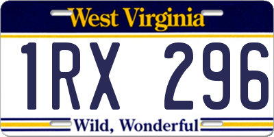 WV license plate 1RX296