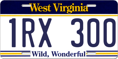 WV license plate 1RX300