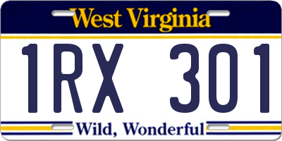 WV license plate 1RX301