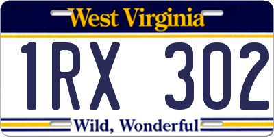 WV license plate 1RX302