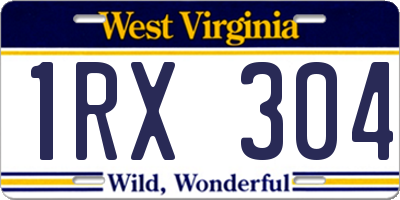 WV license plate 1RX304